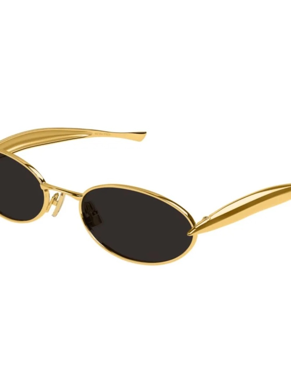 Bottega Veneta Gold Sardine Oval Sunglasses with Black Lenses